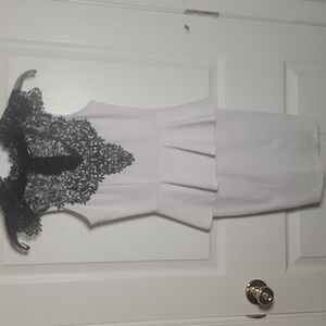 Charlotte Russe XS White Dress with Black Lace